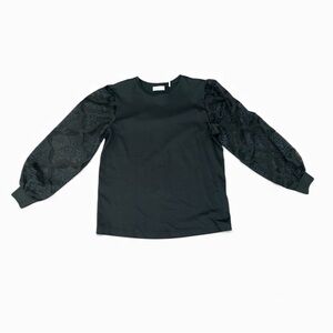 Sandro Black Lace Sleeve Top